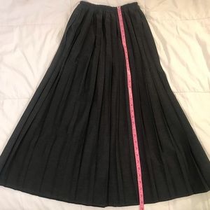 Elegant French Vintage Charcoal Pleated Maxi Skirt